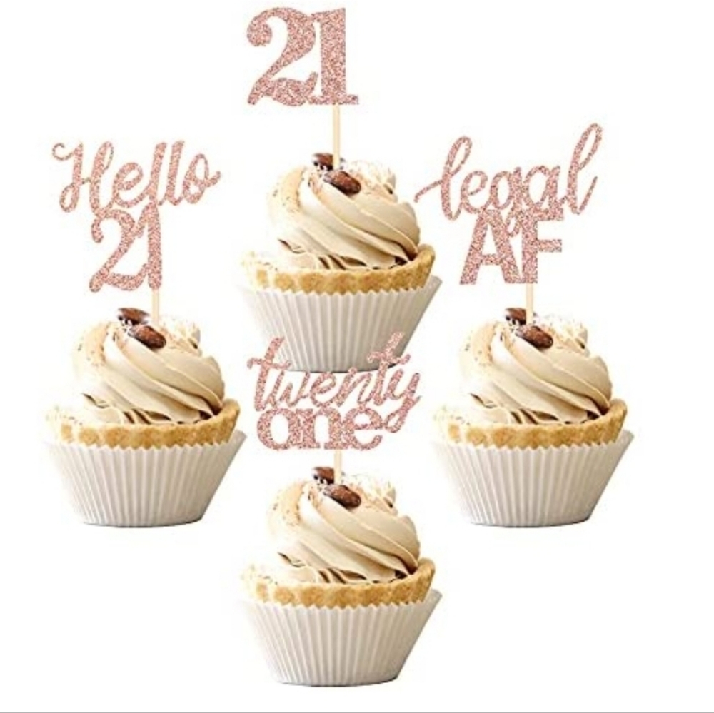 24 PCS 21st Birthday Cupcake Toppers